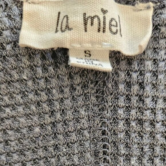 La Miel WMNS Blue V-Neck Waffle Knit Longline Top SZ Sm - Picture 5 of 8